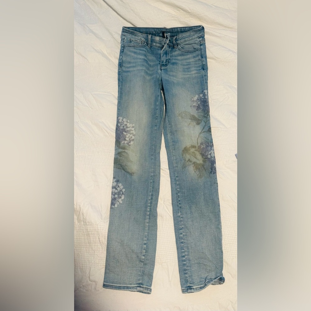 Floral Light Blue Jeans White House